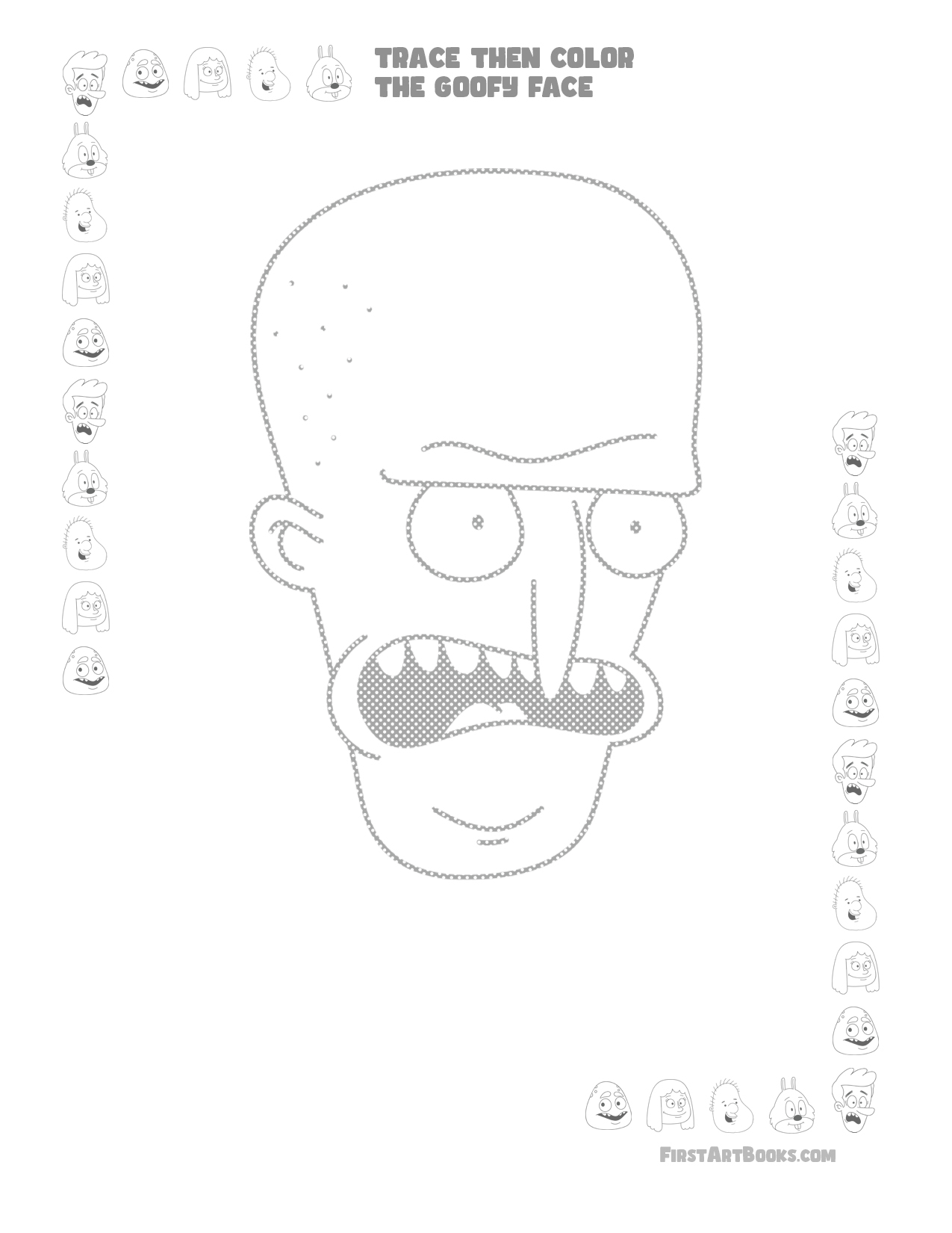 Sample 1 from Trace Then Color: Goofy Faces