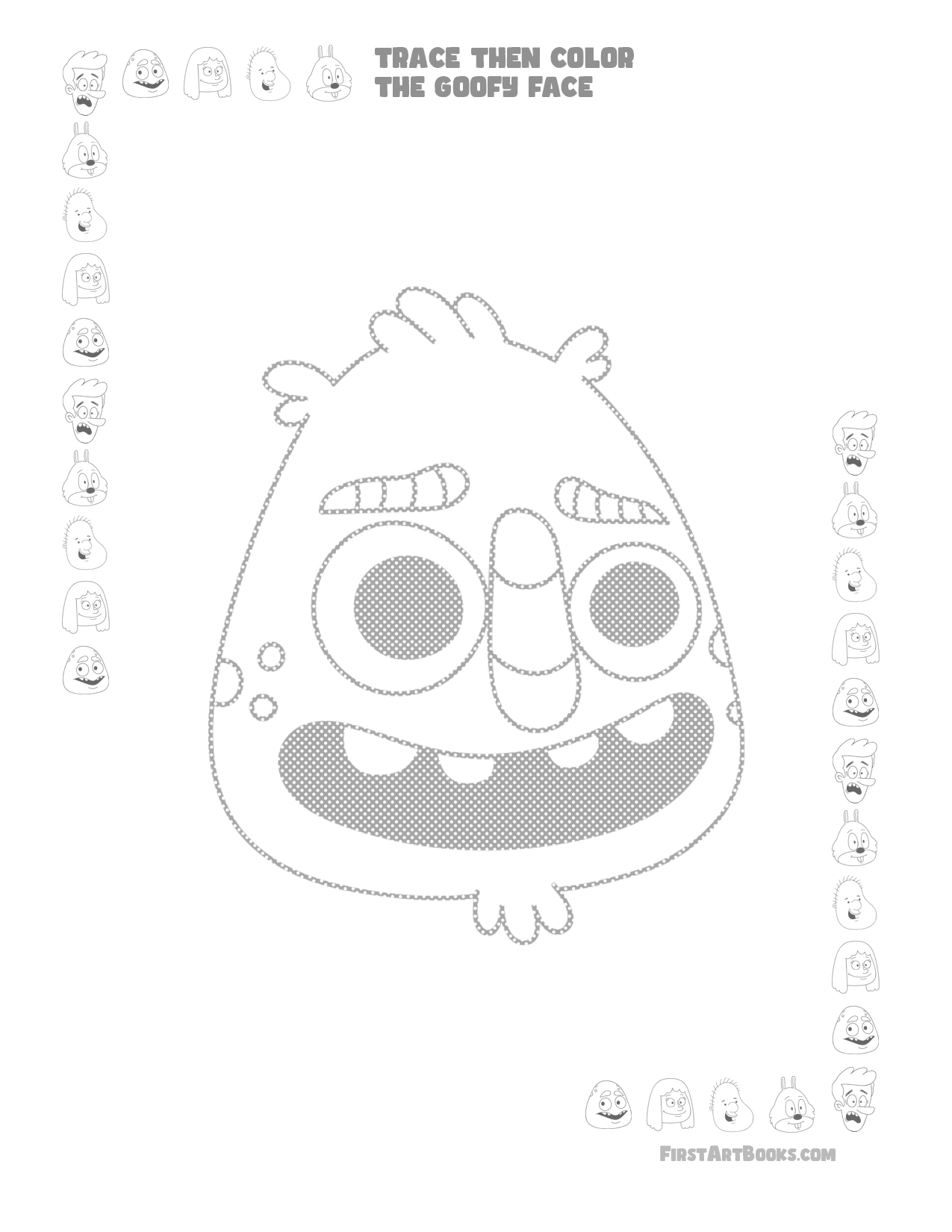 Sample 2 from Trace Then Color: Goofy Faces