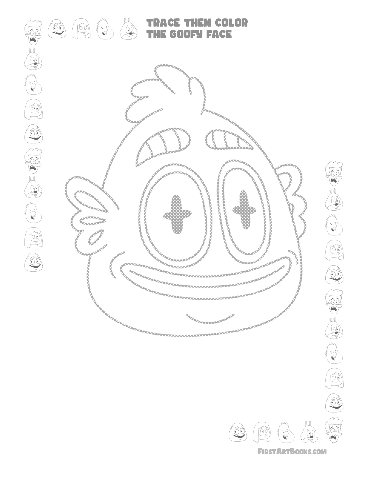 Sample 3 from Trace Then Color: Goofy Faces