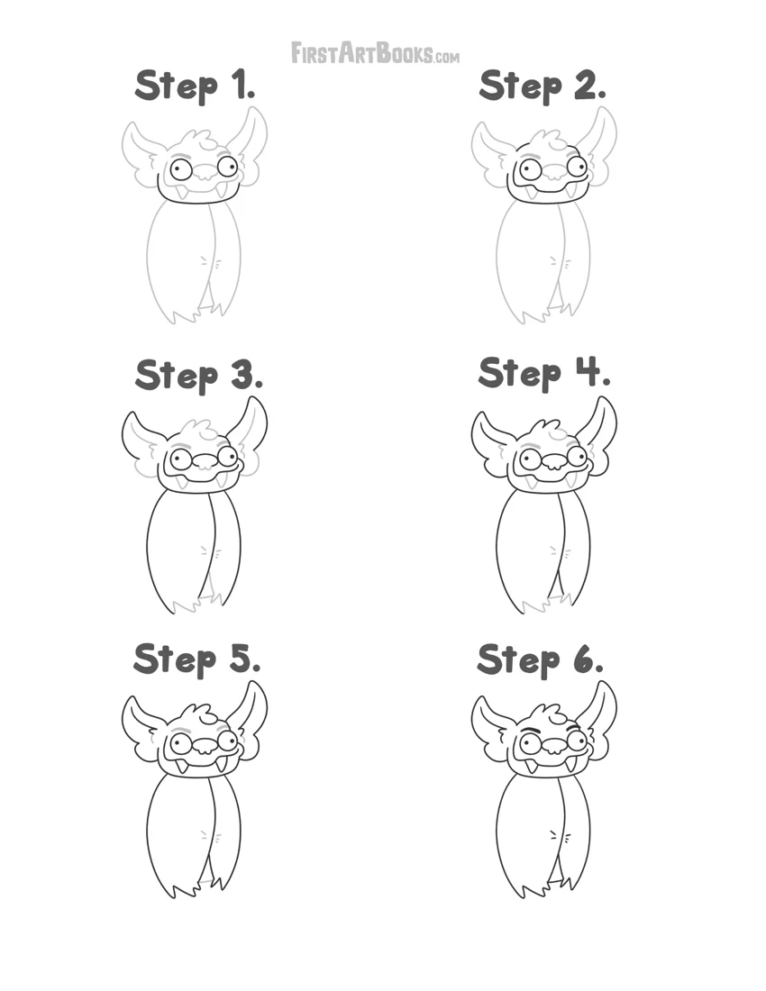 How to Draw a Cartoon Bat printable preview