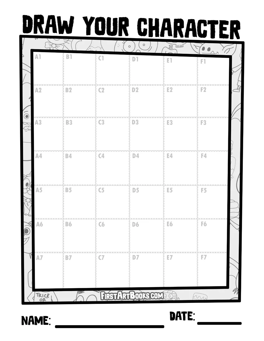 Blank Halloween Grid Drawing Worksheet printable preview