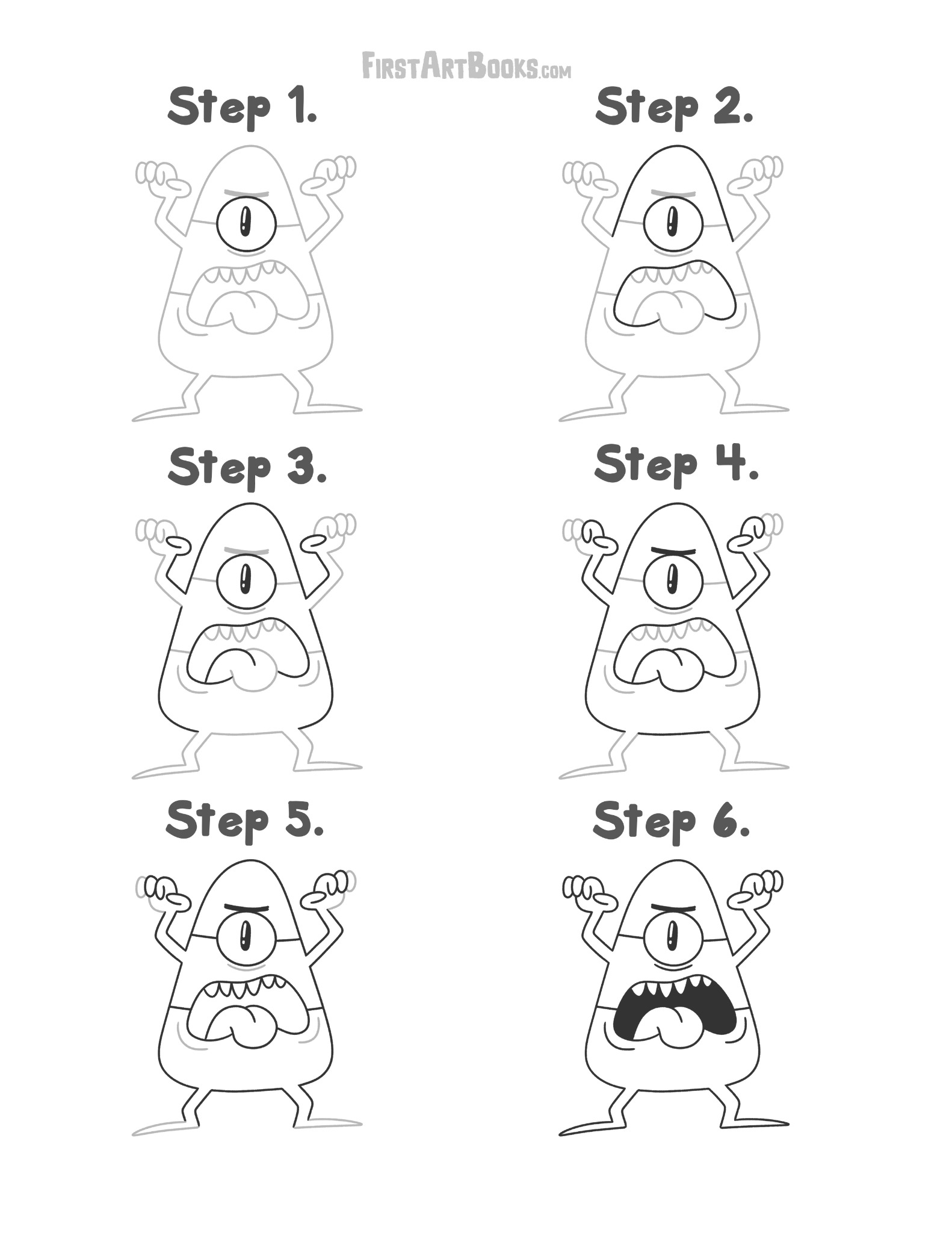 How to Draw a One-Eyed Monster printable preview